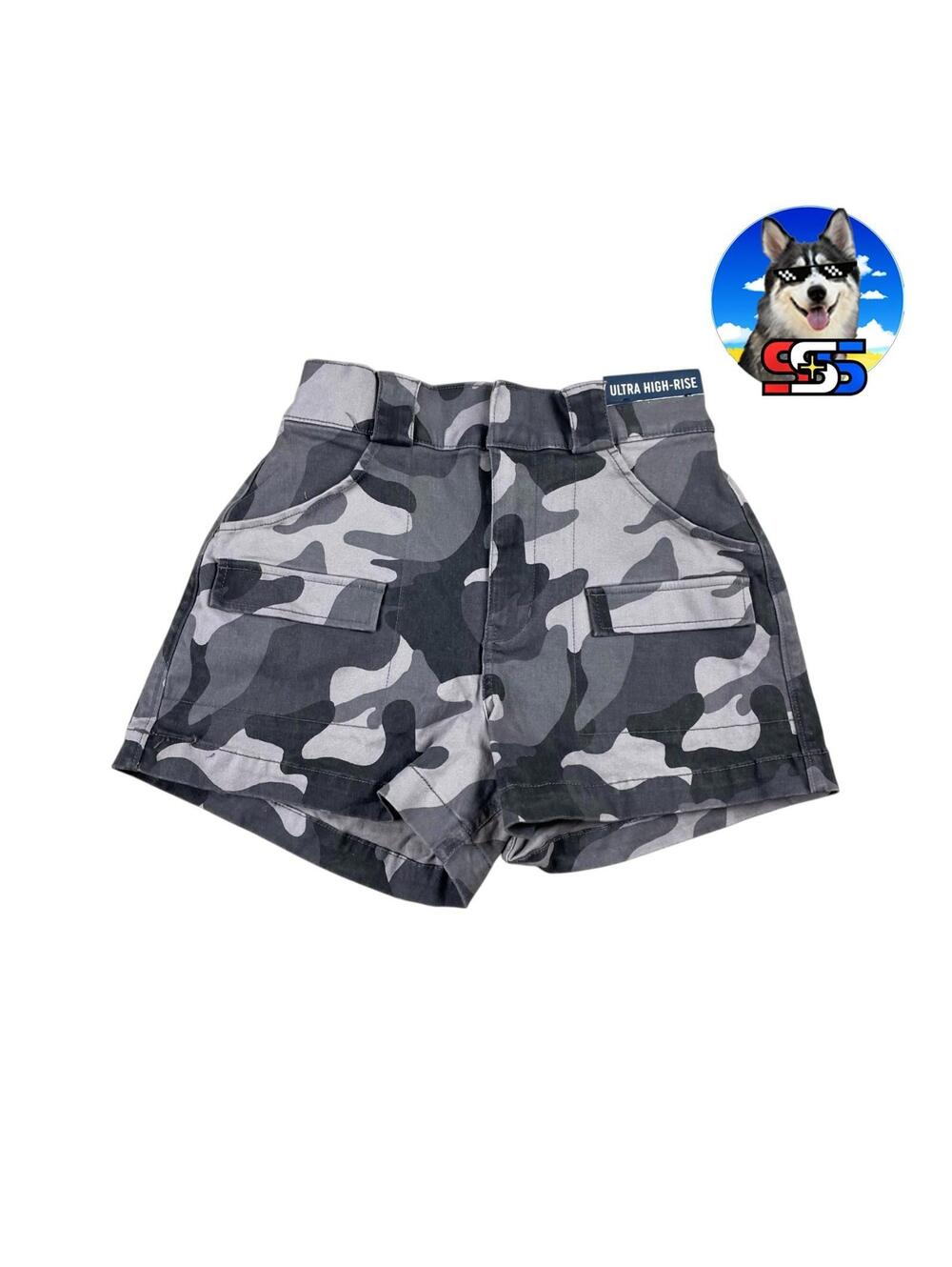 Hollister Camo Ultra High Rise Mom Shorts 3" Women's S Stretch Waist New W/ Tags